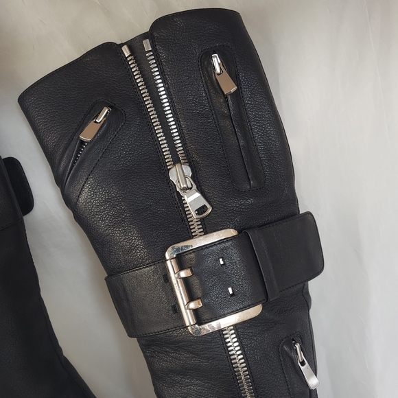 Sexy, Chic Free Lance Paris Black Leather Moto Motorcycle Boots 6.5 Portugal - Picture 7 of 16